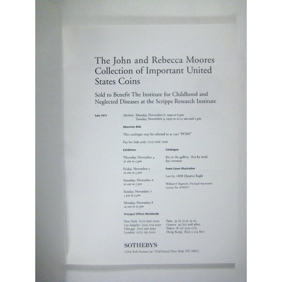 John Rebecca Moores US Coin Collection Sotheby's Catalog 1999 Scripts 7411 - Picture 5 of 9